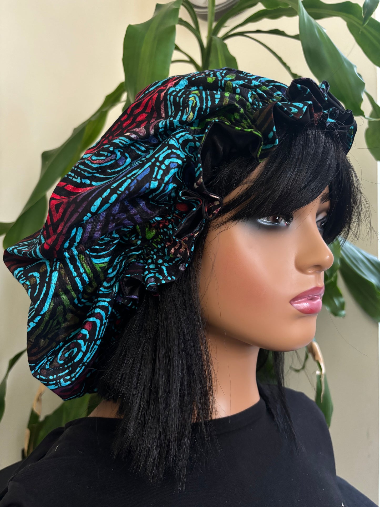 Ige - Large Satin Lined Ankara Hair Bonnet