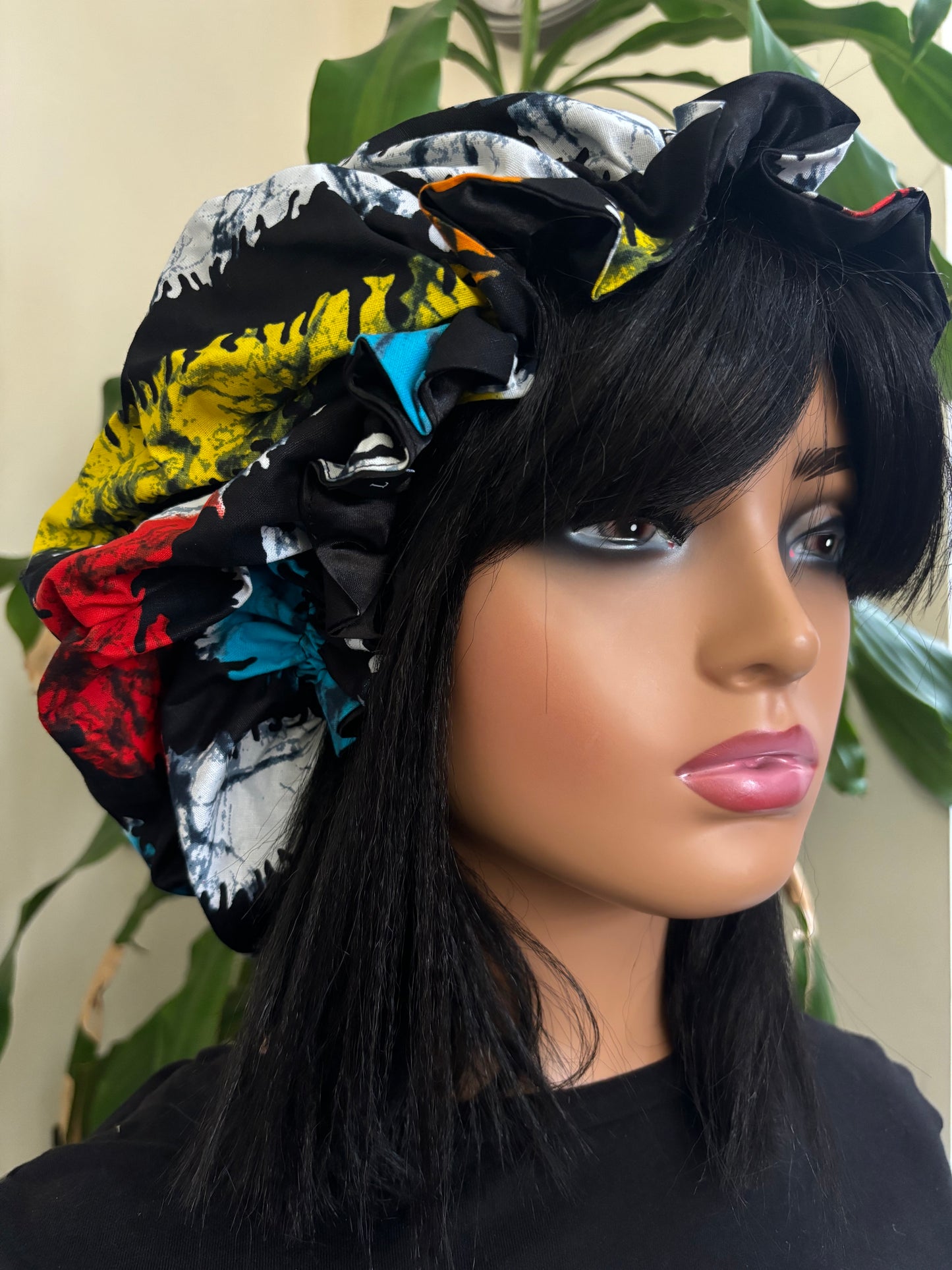 Akpan - Large Satin Lined Ankara Hair Bonnet