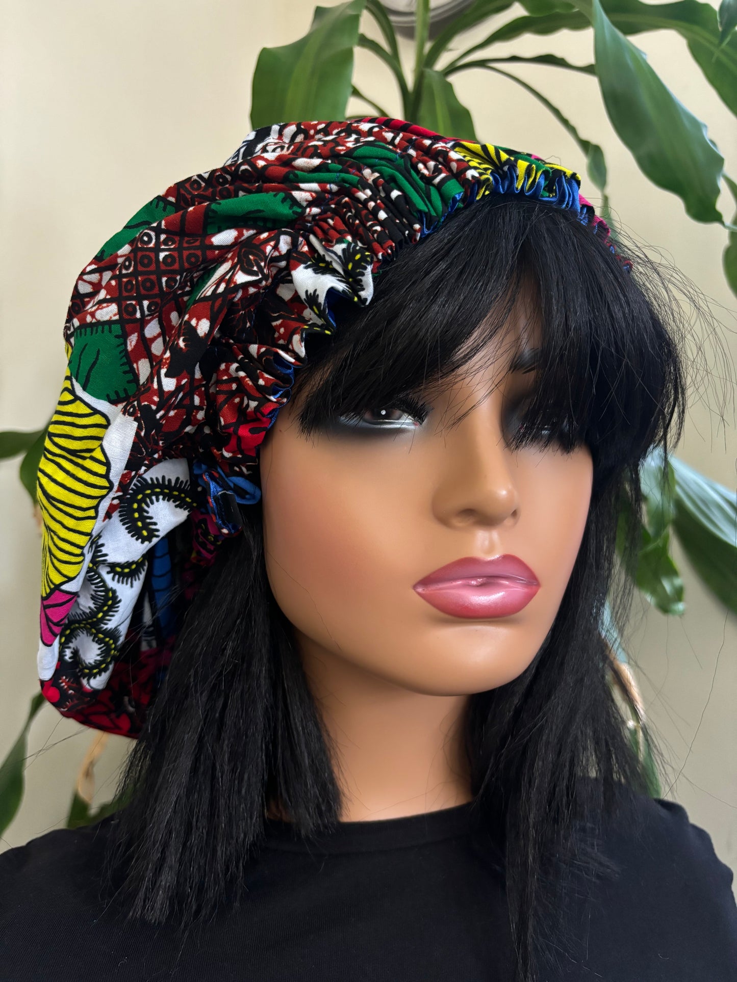 Dada - Large Satin Lined Ankara Hair Bonnet