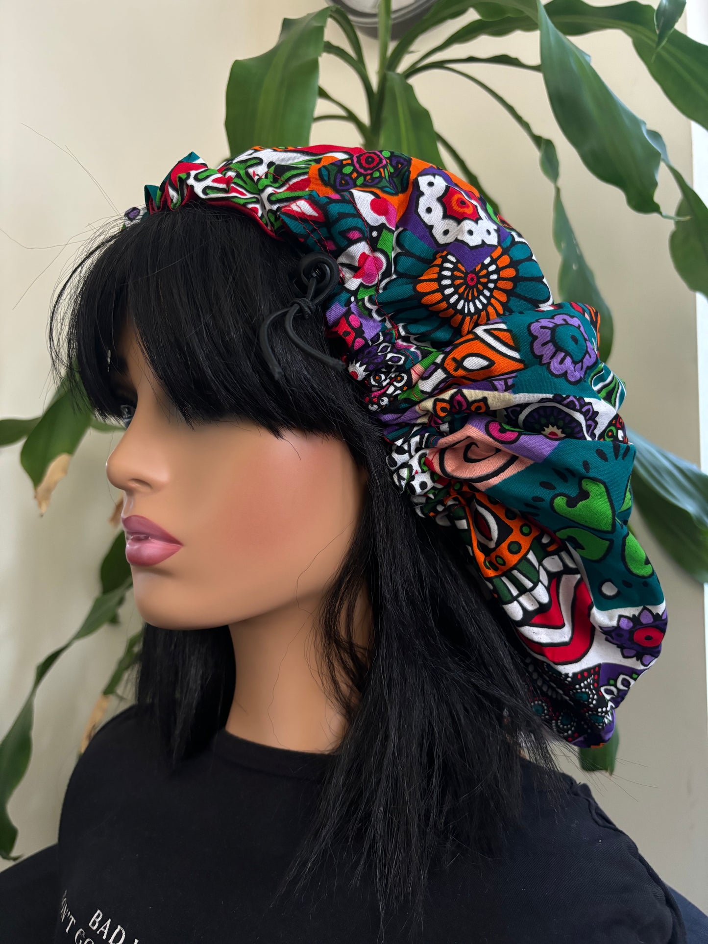 Dada - Large Satin Lined Ankara Drawstring Hair Bonnet
