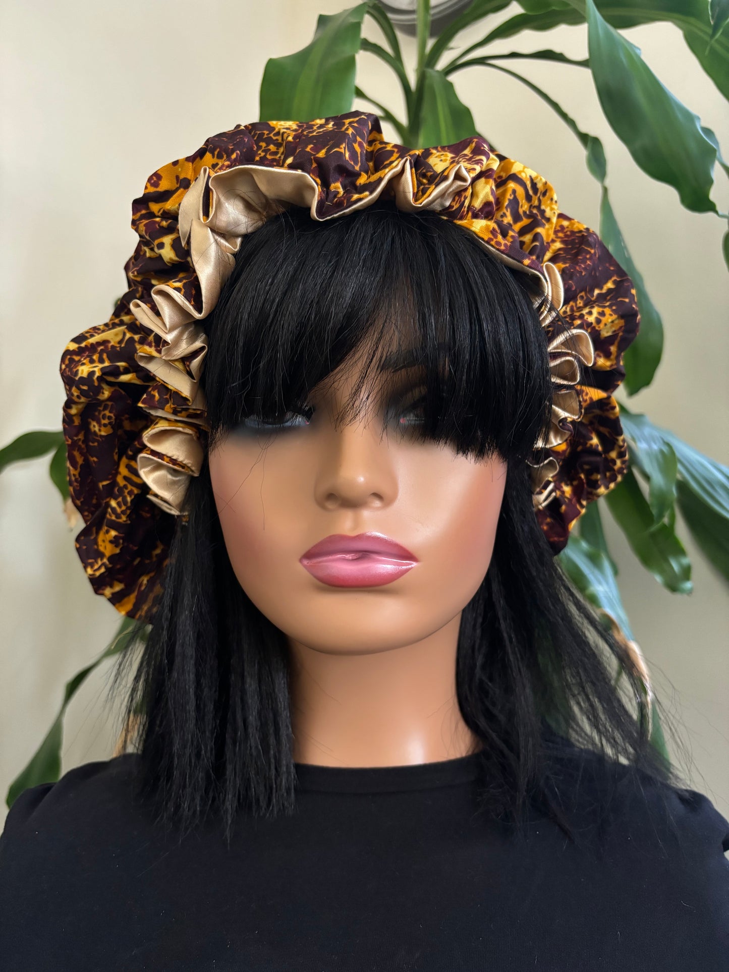 Odion - Large Satin Lined Ankara Hair Bonnet