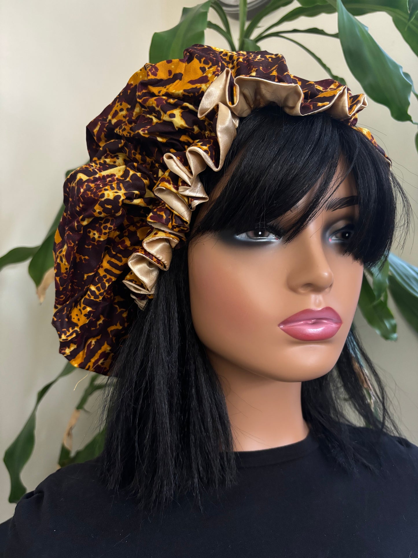 Odion - Large Satin Lined Ankara Hair Bonnet
