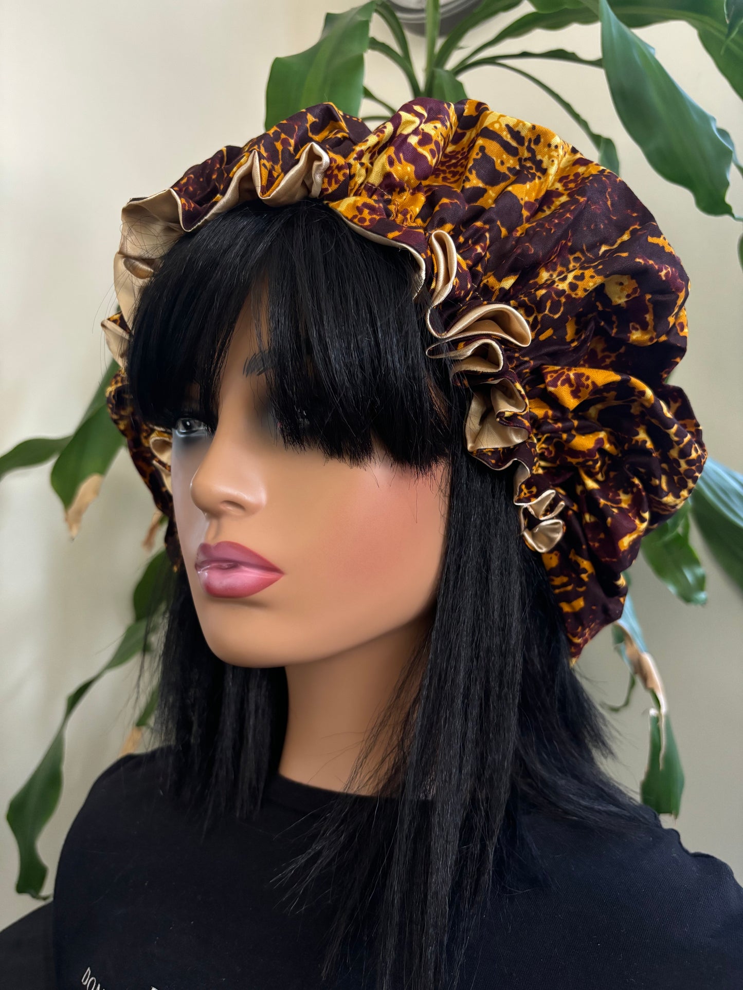 Odion - Large Satin Lined Ankara Hair Bonnet