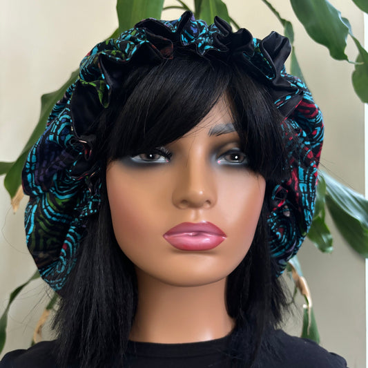 Ige - Large Satin Lined Ankara Hair Bonnet