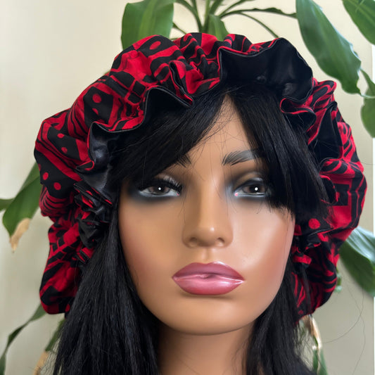 Chima - Large Satin Lined Ankara Hair Bonnet