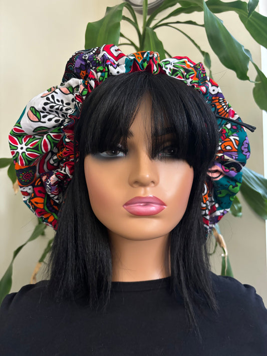 Dada - Large Satin Lined Ankara Drawstring Hair Bonnet