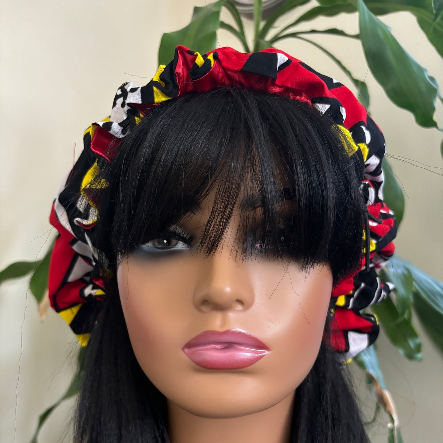 Serwa - Medium Satin Lined Drawstring Ankara Hair Bonnet