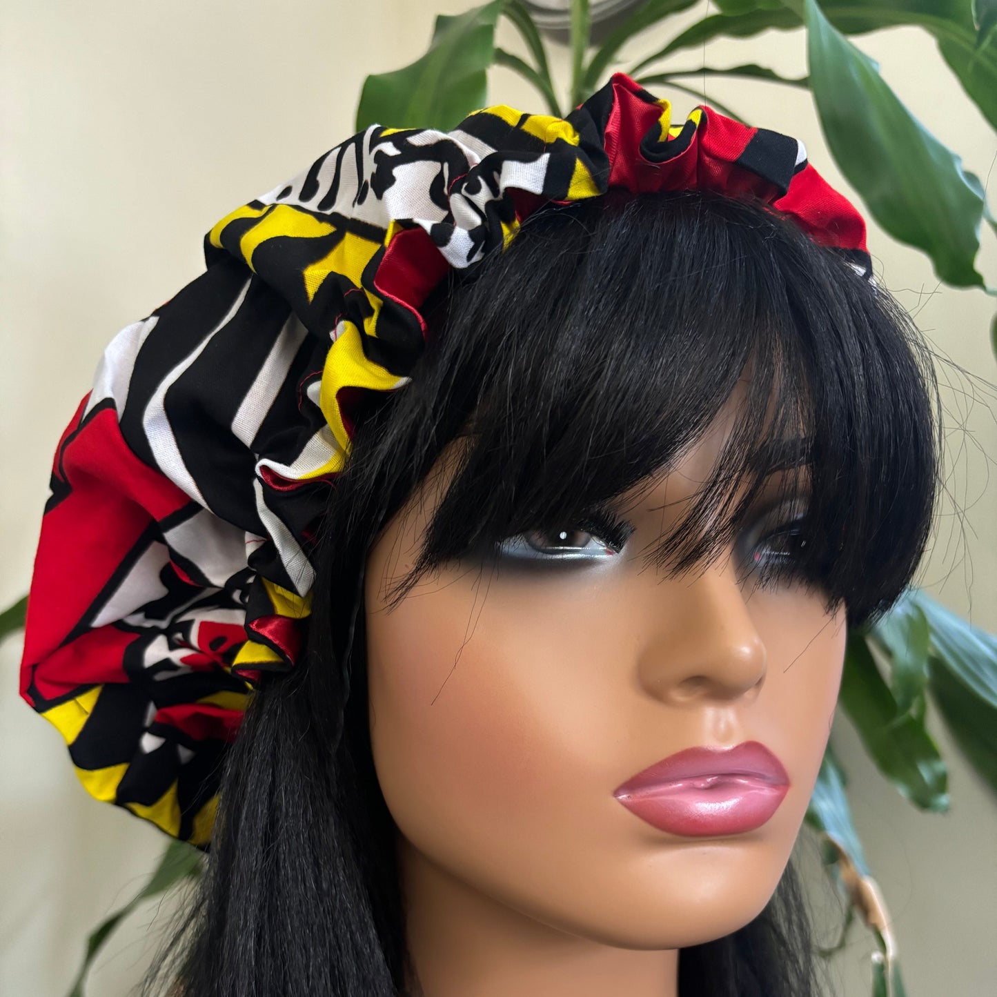 Serwa - Medium Satin Lined Drawstring Ankara Hair Bonnet