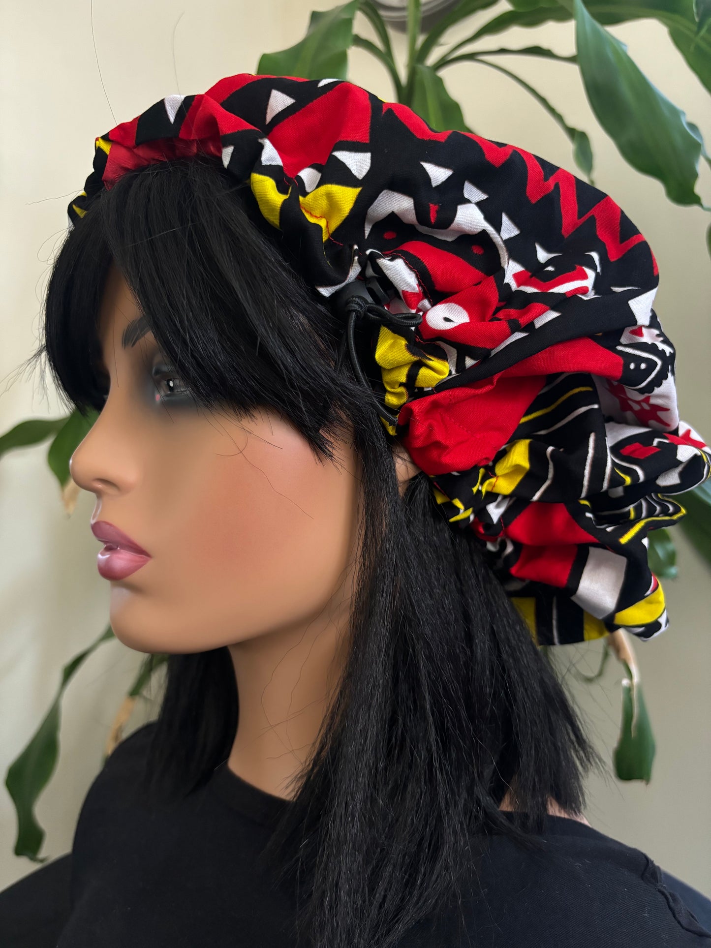 Serwa - Medium Satin Lined Drawstring Ankara Hair Bonnet