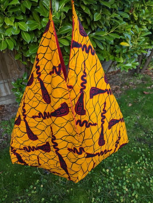 African wax origami bag, African Ankara origami tote bag, Japanese